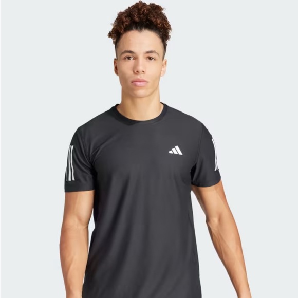 Adidas Black Tee with White Stripes - Picture 1 of 4